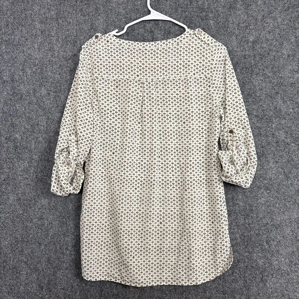Tory Burch Silk Blend Top Blouse  Womens Size 8 Cream roll Sleeves